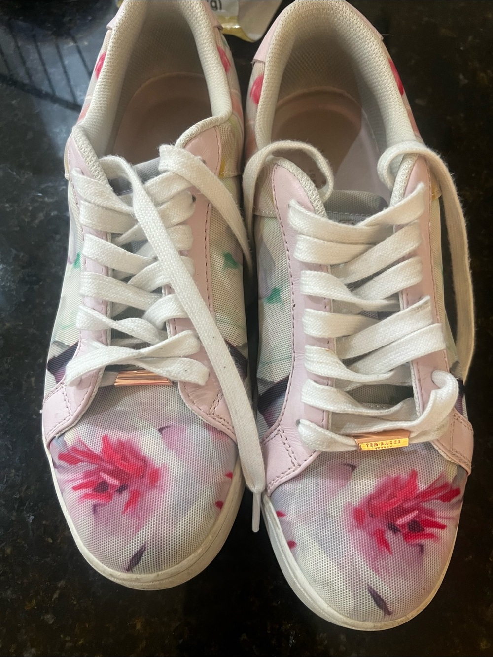 Ted Baker London Pink Floral Lace-Up Sneakers